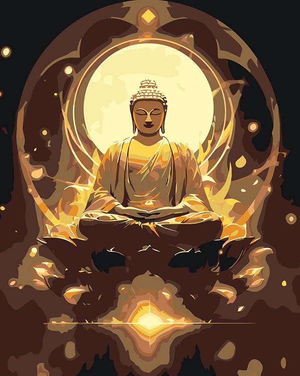 Картина по номерам «Буддизм: Золотая статуя Будды»