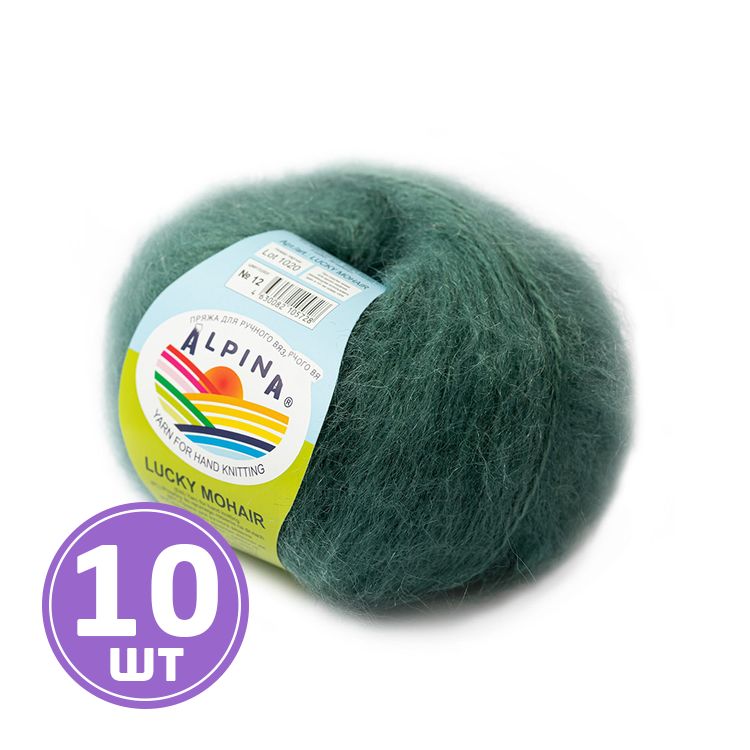 Пряжа Alpina LUCKY MOHAIR (12), бирюзово-мятный, 10 шт. по 50 г