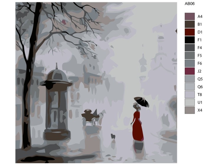 Картина по номерам «Прогулка под дождем» — картинка 2