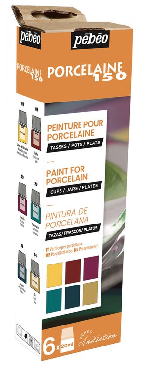 Набор красок Pebeo Porcelaine 150 «Открытие» по фарфору и керамике под обжиг глянцевые, 6 цв.