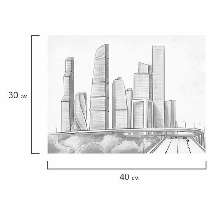 Холст на картоне с контуром BRAUBERG ART CLASSIC «Мегаполис», 30х40 см, грунтованный, хлопок — картинка 3