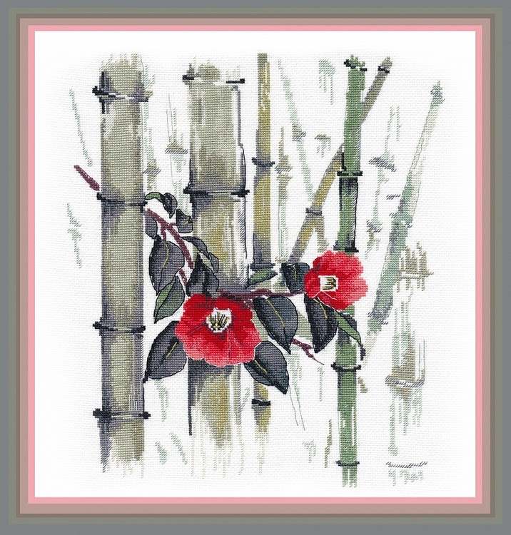 Набор для вышивания «Камелии в бамбуковой роще» — картинка 2