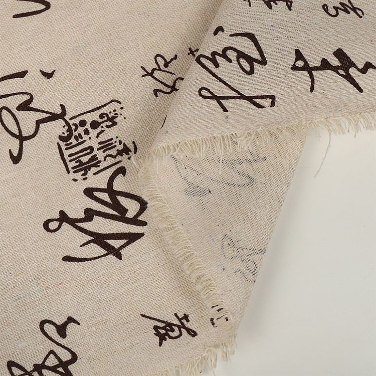 Ткань льняная, 1 м x 150 см, 140 г/м², цвет: черный, надписи, TBY — картинка 6