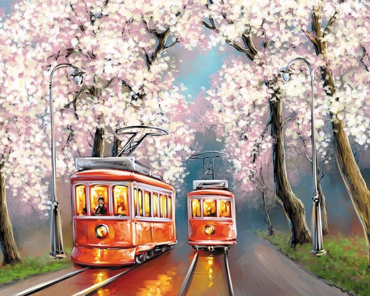 Картина по номерам «Романтика весенних трамваев»