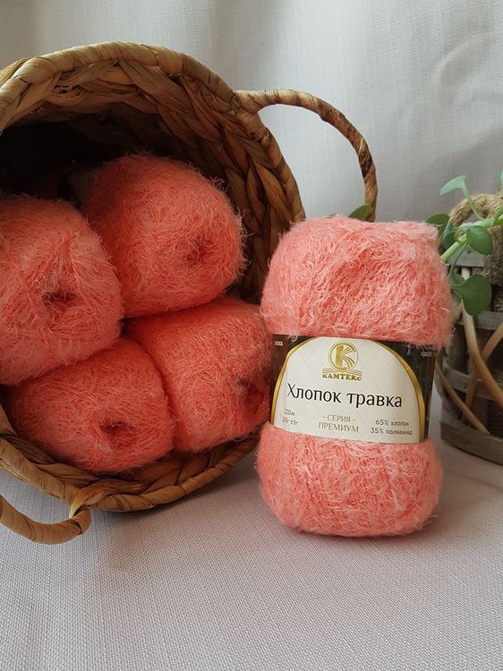 Пряжа Камтекс Хлопок травка (037), персиковый, 5 шт. по 100 г — картинка 2
