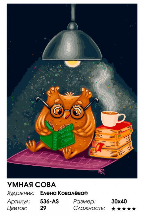 Картина по номерам «Умная сова» — картинка 2