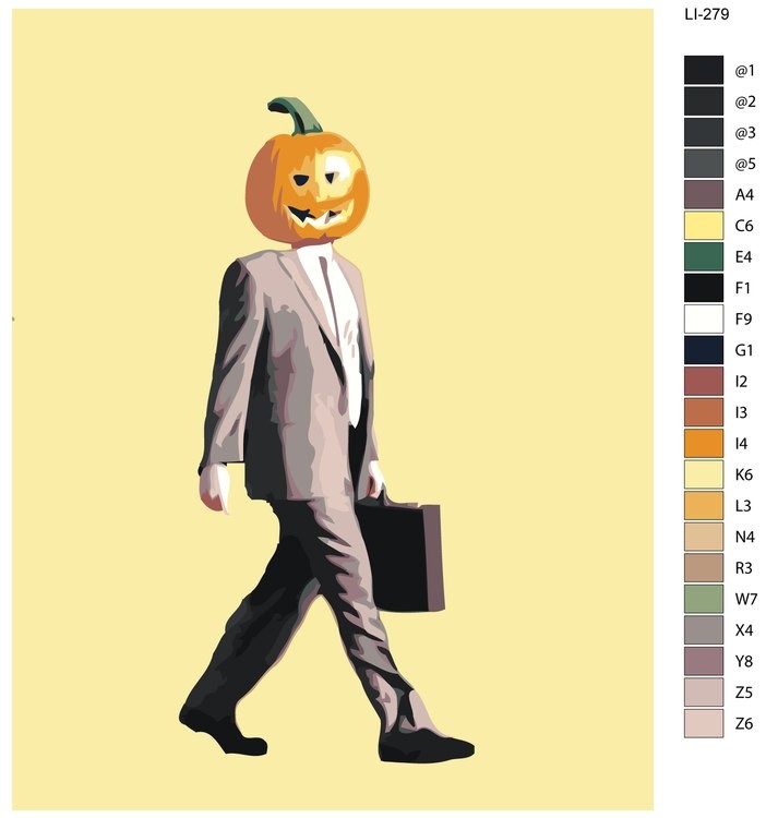 Картина по номерам «Мужчина с тыквой на голове» — картинка 2