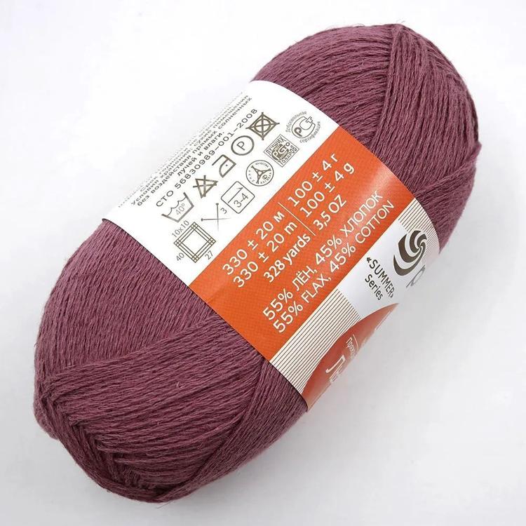 Пряжа Пехорка Льняная (525), светлая слива, 5 шт. по 100 г — картинка 2