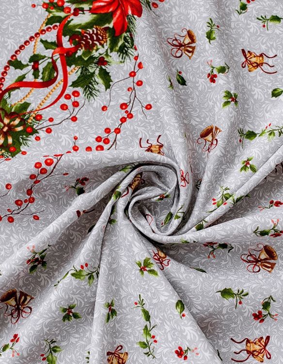 Ткань Рогожка, 5 м x 150 см, 165 г/м², цвет: новогодний принт, IDEAL