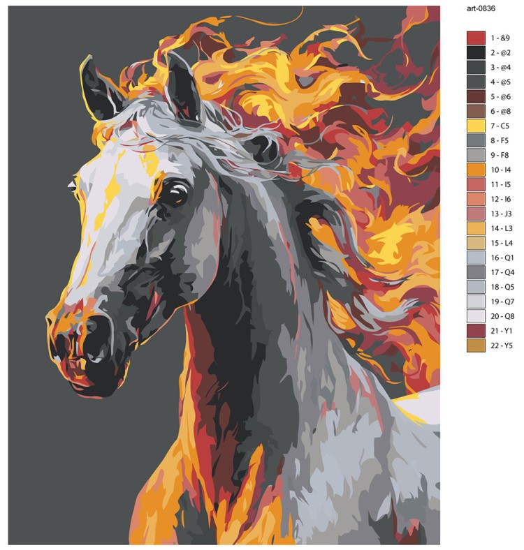 Картина по номерам Белая огненная лошадь Символ года — картинка 2
