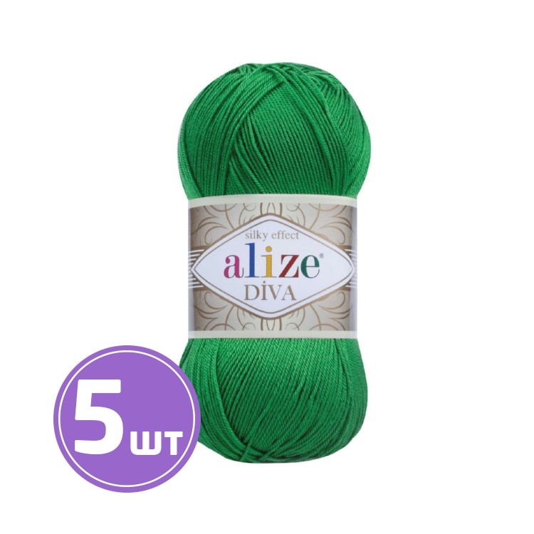 Пряжа ALIZE Diva Silk effekt (123), изумруд, 5 шт. по 100 г