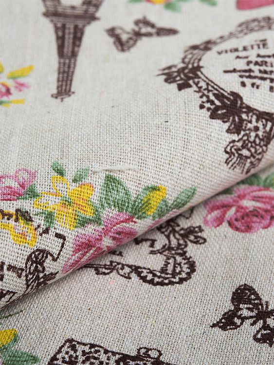 Ткань Лен, 140 г/м², 5 м x 150 см, цвет: белый, принт, TBY — картинка 4