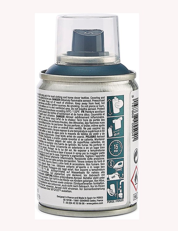 Краска для текстиля 7А Spray (аэрозоль), цвет: синяя полночь, 100 мл, Pebeo — картинка 6