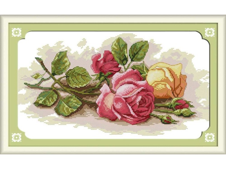 Набор для вышивания «Желтая и розовые розы» — картинка 2