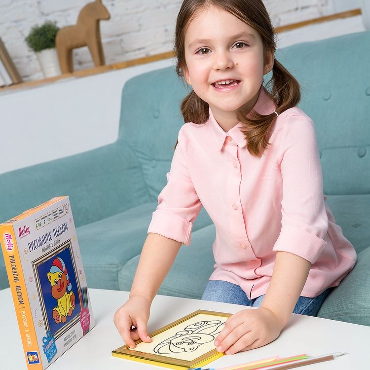 Набор для раскрашивания цветным песком «Котенок в шапке» — картинка 6