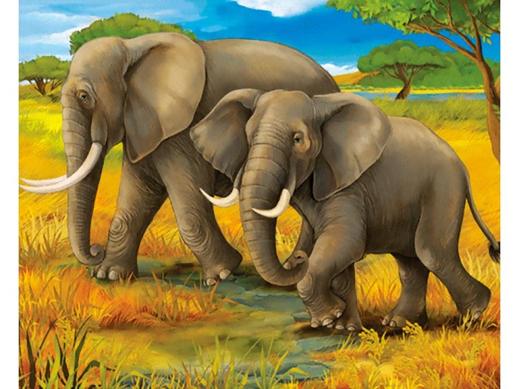Холст «Семья слонов» — картинка 3