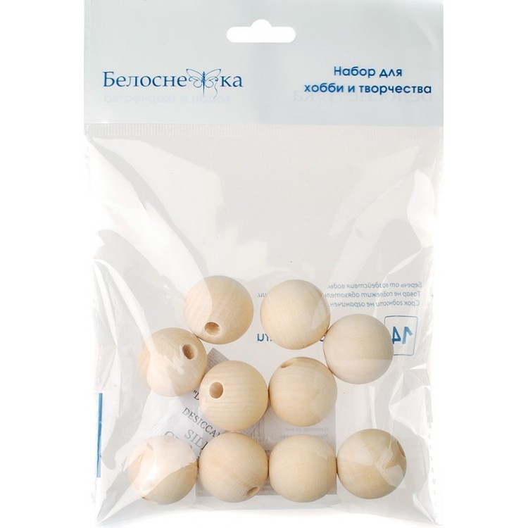 Бусины дерево, d 25 мм, 10 шт. — картинка 3