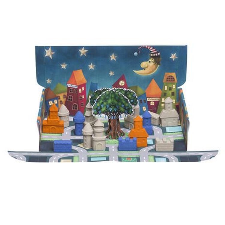 Космический пластичный песок набор «Городские истории» 2 кг светящийся в темноте синим цветом — картинка 13