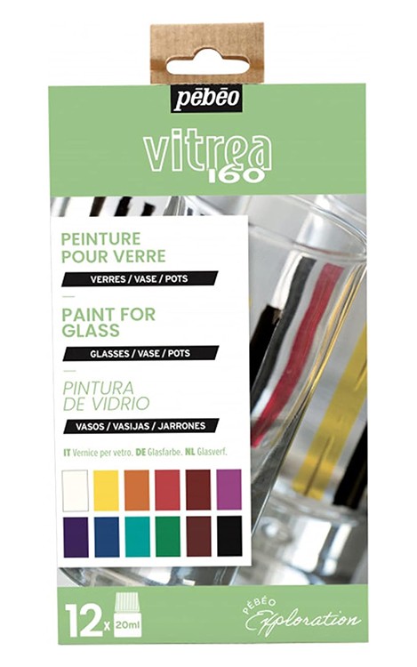 Набор красок Vitrea 160 «Исследование» по стеклу под обжиг PEBEO, 12 цв., 20 мл — картинка 2