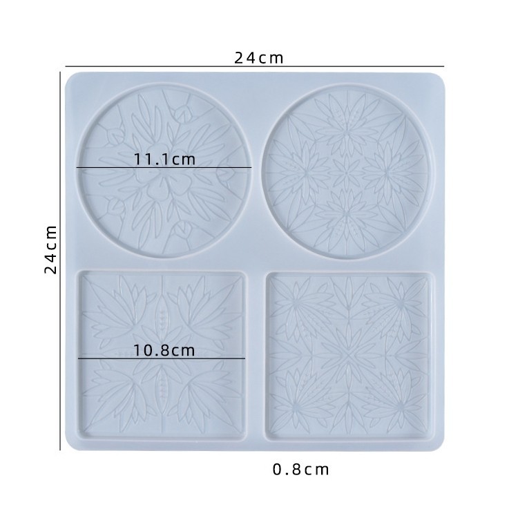 Силиконовый молд - Набор подстаканников с цветами, 24х24 см — картинка 3
