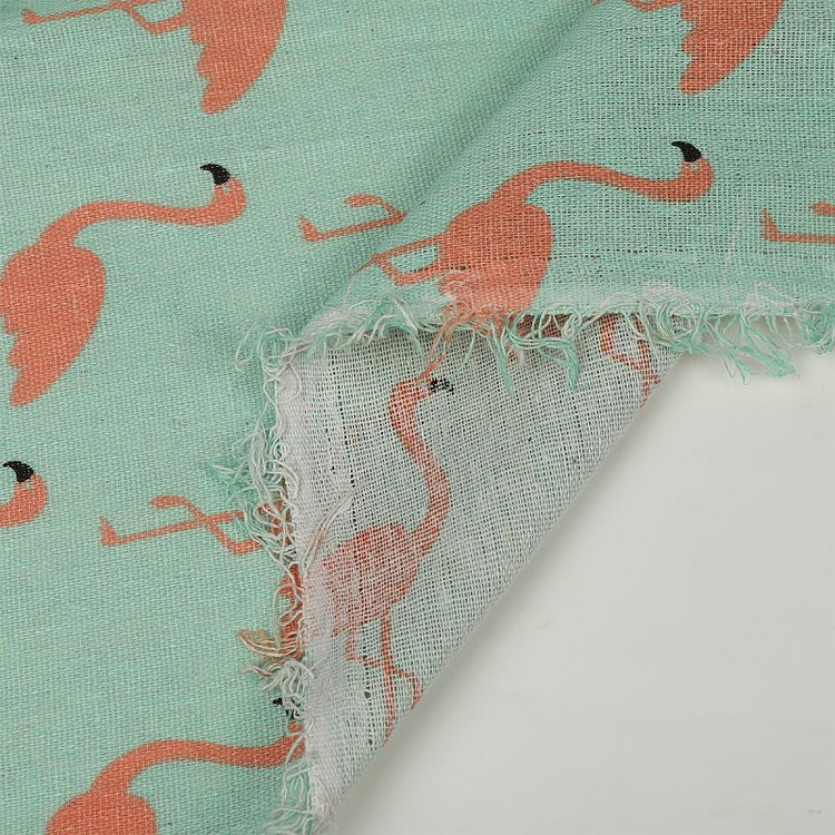 Ткань льняная, 1 м x 150 см, 140 г/м², цвет: зеленый, принт, TBY — картинка 5