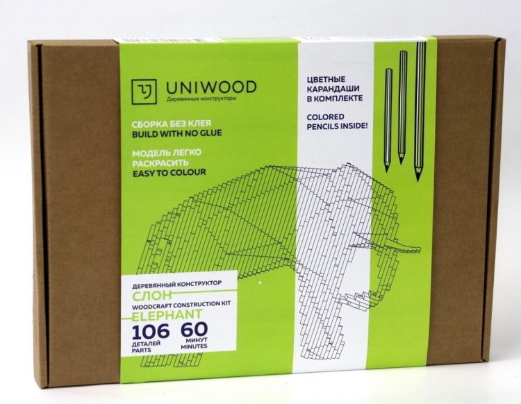 Конструктор из дерева «Большой Слон», UNIWOOD — картинка 7