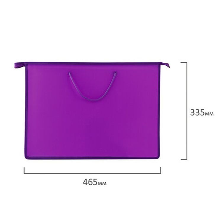 Папка для рисунков и чертежей А3, ручки-шнурок, пластик, молния сверху, ПИФАГОР, фиолетовая — картинка 7