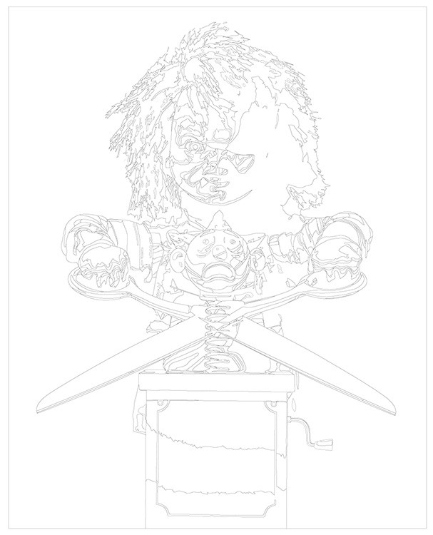 Картина по номерам «Страшная кукла Чаки с ножницами» — картинка 3