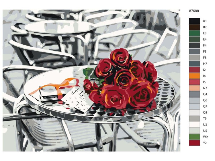 Картина по номерам «Букет роз на столике» — картинка 2