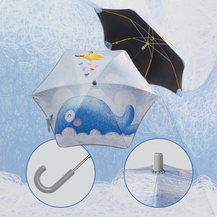 Зонт детский Водное веселье, трость, 6 спиц, механический, антишторм — картинка 3