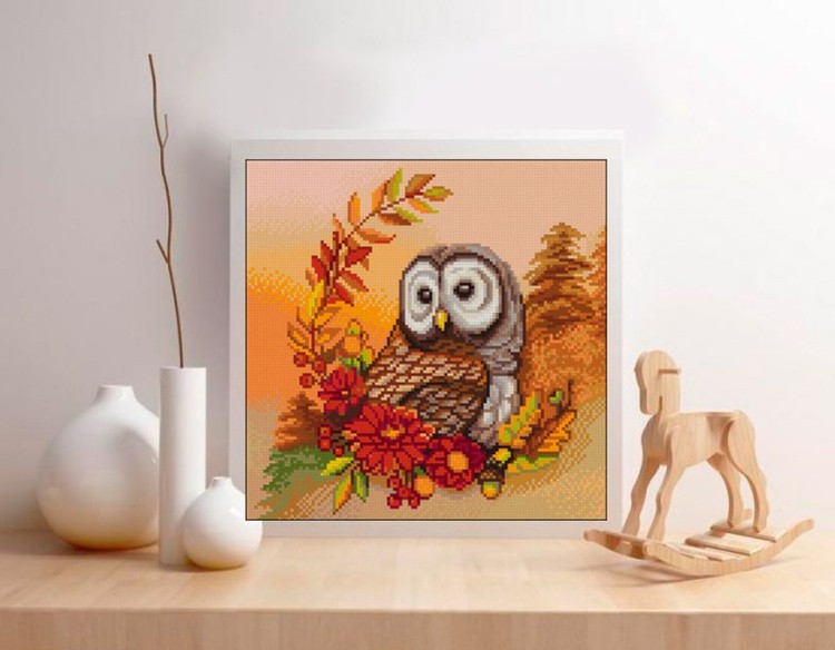 Алмазная вышивка «Совушка в цветах» — картинка 3