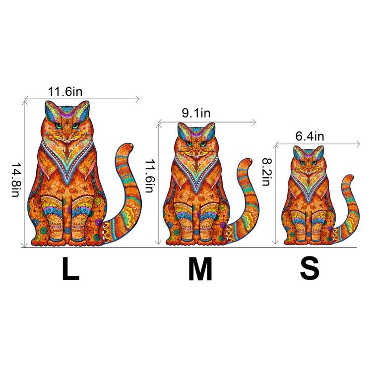 Деревянные пазлы «Сидящий Кот L», Woodbests — картинка 3