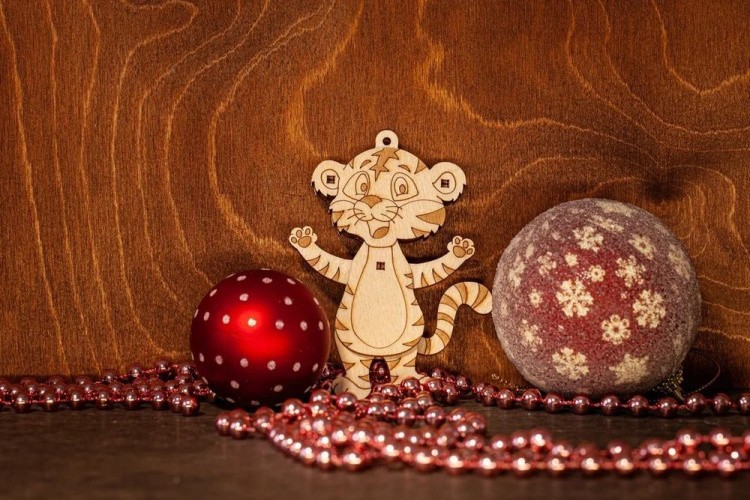 Открытка-конструктор из дерева UNIWOOD «Тигренок новогодний» — картинка 4