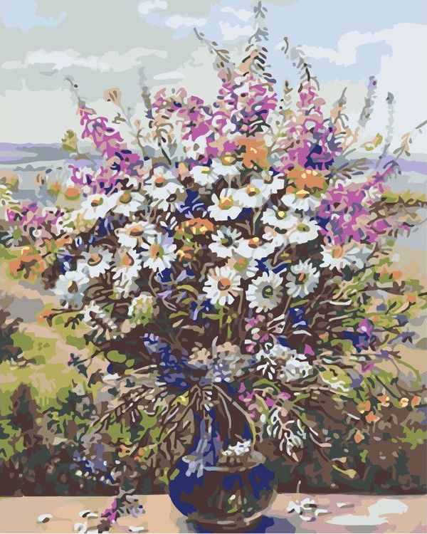 Картина по номерам «Ваза с букетом полевых цветов»