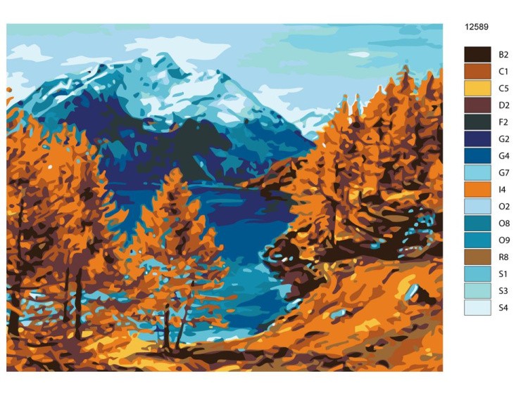 Картина по номерам «Осень на горном озере» — картинка 2