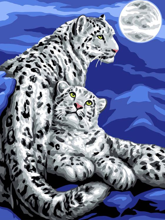 Рисунок на ткани «Снежные леопарды»