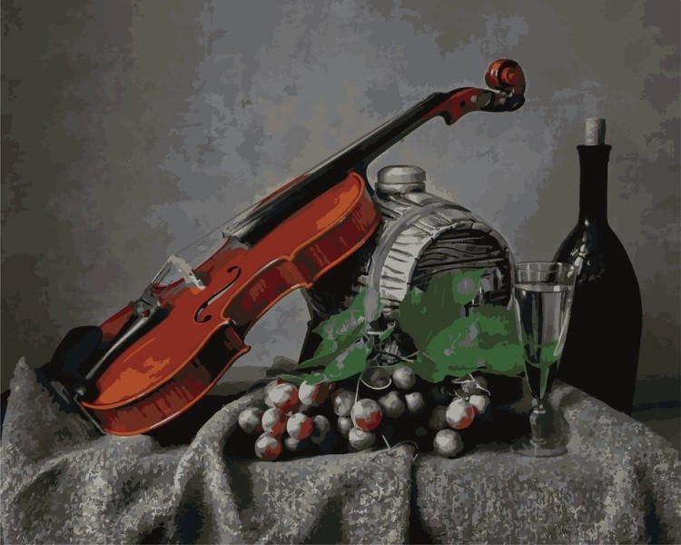 Картина по номерам «Скрипка и виноград»