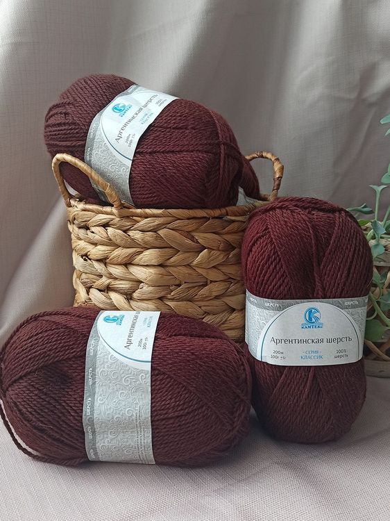 Пряжа Камтекс Аргентинская шерсть (063), шоколад, 5 шт. по 100 г — картинка 2