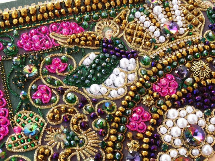 Набор для вышивания хрустальными камнями Богородица «Феодоровская» (акриловый жемчуг) — картинка 11