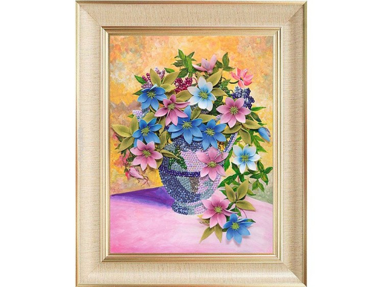 Картина на холсте из пайеток «Клематисы» — картинка 2