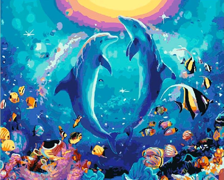 Картина по номерам «Дельфиньи игры»