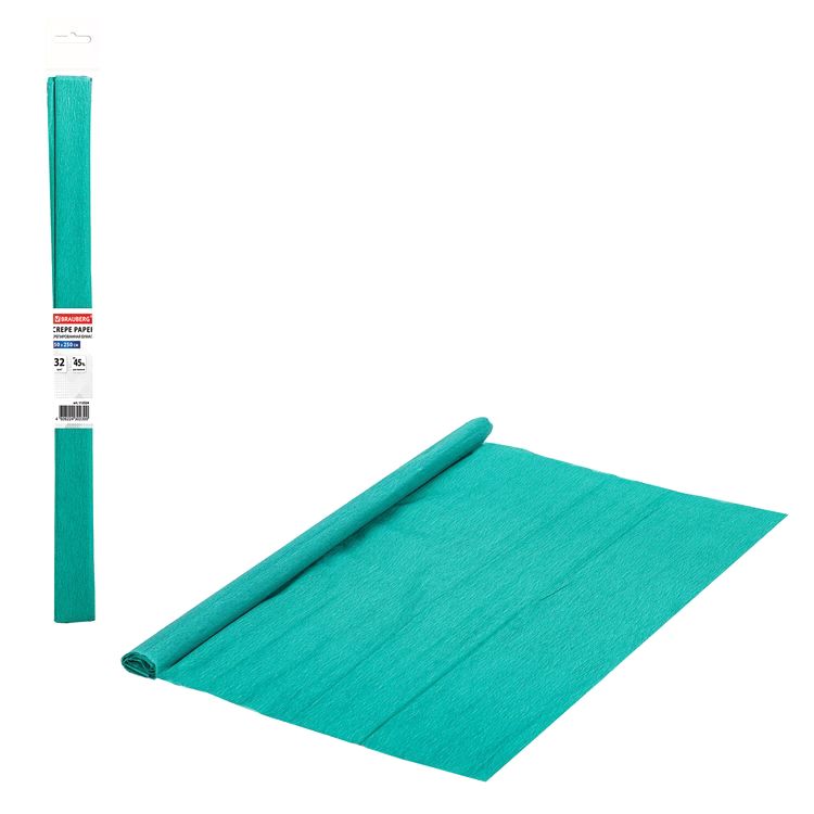 Бумага гофрированная (креповая), 32 г/м2, изумруд, 50х250 см, в рулоне, Brauberg — картинка 3