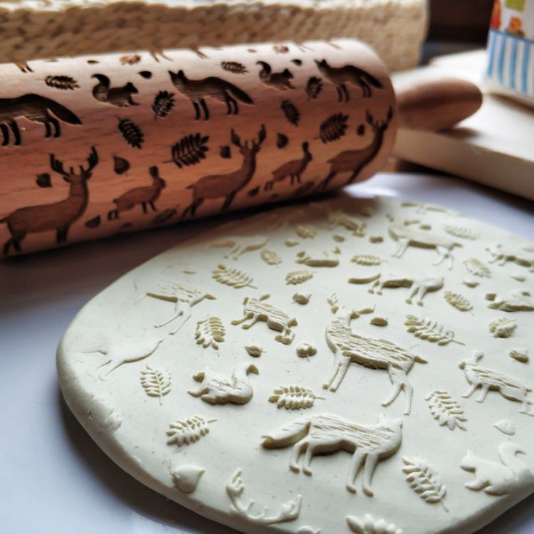 Деревянная скалка «Лесные жители», Березка — картинка 2