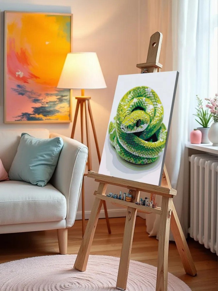 Картина по номерам «Зеленая змея, Символ года, животные» — картинка 10