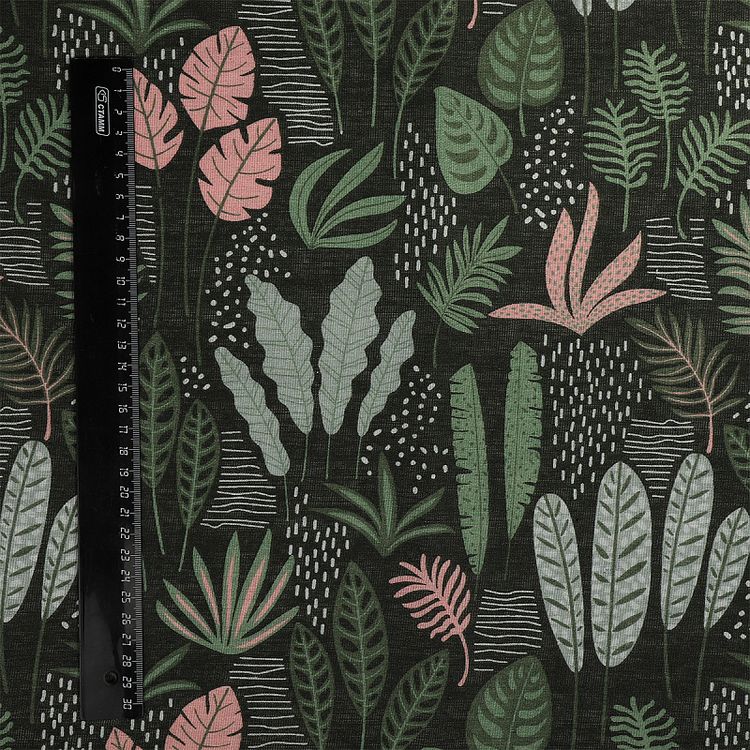 Ткань Лен, 140 г/м², 5 м x 150 см, цвет: зеленый, растительный принт, TBY — картинка 5