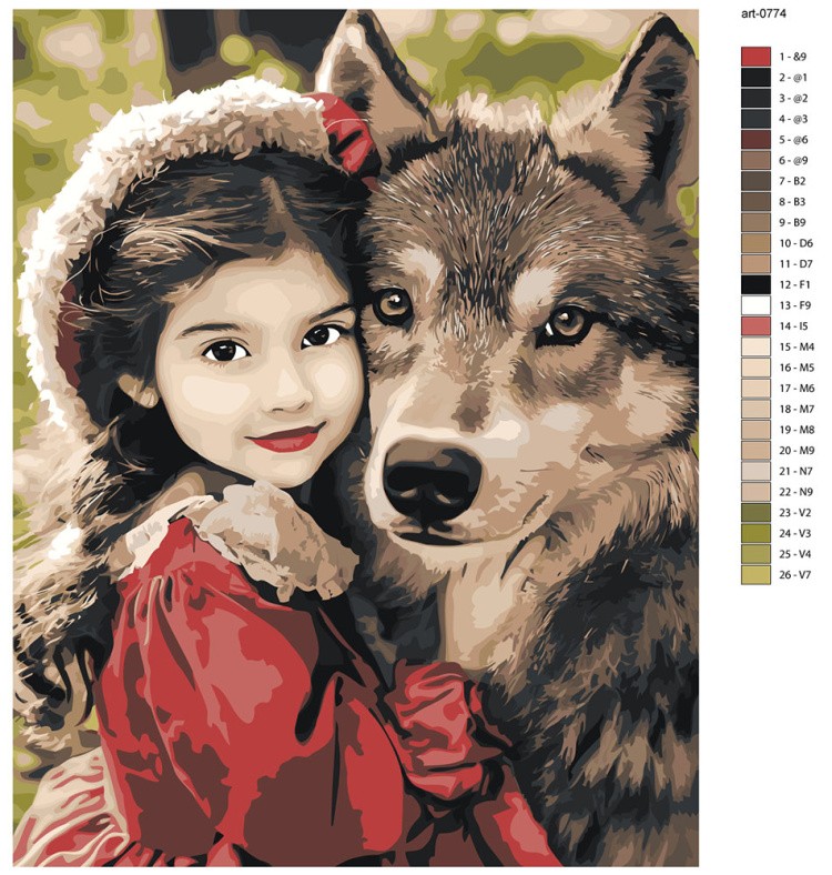 Картина по номерам Девочка Красная шапочка и волк — картинка 2