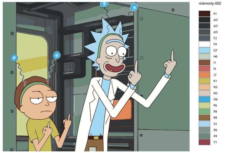 Картина по номерам «Рик и Морти: Знак Мира во всех Мирах» — картинка 2