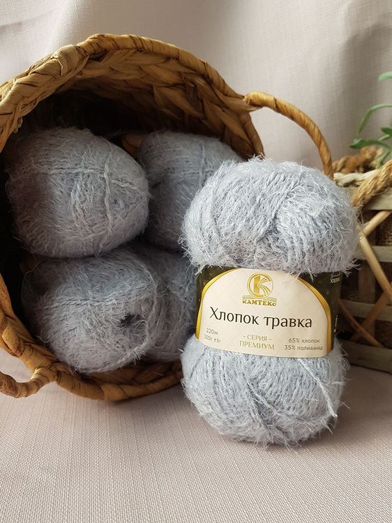 Пряжа Камтекс Хлопок травка (008), серебристый, 5 шт. по 100 г — картинка 2