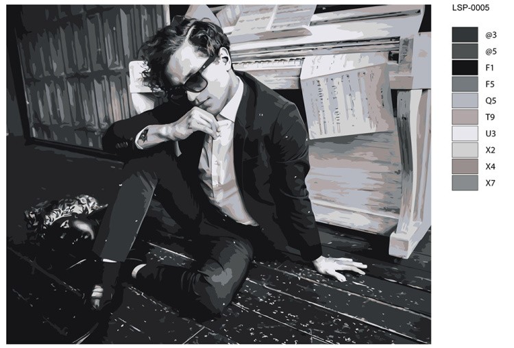 Картина по номерам «Рэпер ЛСП LSP: Олег в костюме и пианино» — картинка 2