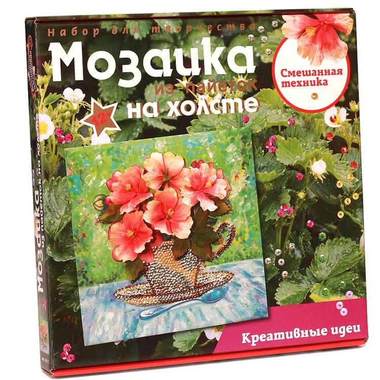 Мозаика из пайеток на холсте «Летний букет» — картинка 3